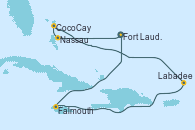 Visitando Fort Lauderdale (Florida/EEUU), Nassau (Bahamas), CocoCay (Bahamas), Labadee (Haiti), Falmouth (Jamaica), Fort Lauderdale (Florida/EEUU)