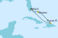Visitando Miami (Florida/EEUU), Nassau (Bahamas), Puerto Plata, Republica Dominicana, Miami (Florida/EEUU)
