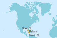 Visitando Miami (Florida/EEUU), Great Stirrup Cay (Bahamas), Puerto Plata, Republica Dominicana, Miami (Florida/EEUU)