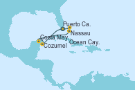 Visitando Puerto Cañaveral (Florida), Nassau (Bahamas), Cozumel (México), Costa Maya (México), Ocean Cay MSC Marine Reserve (Bahamas), Puerto Cañaveral (Florida)