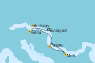 Visitando Budapest (Hungría), Bratislava (Eslovaquia), Viena (Austria), Viena (Austria), Melk (Austria), Passau (Alemania)