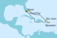 Visitando Miami (Florida/EEUU), CocoCay (Bahamas), San Juan (Puerto Rico), Basseterre (Antillas), Miami (Florida/EEUU)
