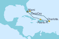 Visitando Miami (Florida/EEUU), CocoCay (Bahamas), Charlotte Amalie (St. Thomas), Puerto Plata, Republica Dominicana, Miami (Florida/EEUU)