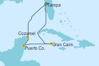 Visitando Tampa (Florida), Cozumel (México), Puerto Costa Maya (México), Gran Caimán (Islas Caimán), Tampa (Florida)
