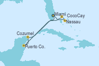 Visitando Miami (Florida/EEUU), Nassau (Bahamas), CocoCay (Bahamas), Puerto Costa Maya (México), Cozumel (México), Miami (Florida/EEUU)