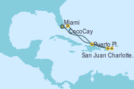 Visitando Miami (Florida/EEUU), Puerto Plata, Republica Dominicana, Charlotte Amalie (St. Thomas), San Juan (Puerto Rico), CocoCay (Bahamas), Miami (Florida/EEUU)