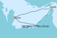 Visitando Abu Dhabi (Emiratos Árabes Unidos), Dubai, Sir Bani Yas Is (Emiratos Árabes Unidos), Abu Dhabi (Emiratos Árabes Unidos), Doha (Catar), RAS AL KHAIMAH, Jasab (Omán), Abu Dhabi (Emiratos Árabes Unidos)