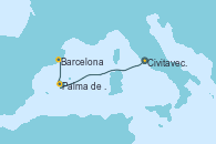 Visitando Civitavecchia (Roma), Palma de Mallorca (España), Barcelona
