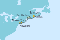 Visitando Nueva York (Estados Unidos), Newport (Rhode Island), Bar Harbor (Maine), Saint John (New Brunswick/Canadá), Halifax (Canadá), Nueva York (Estados Unidos)