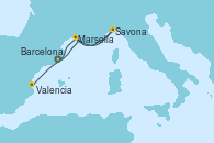Visitando Barcelona, Marsella (Francia), Savona (Italia), Marsella (Francia), Valencia