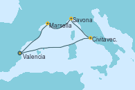 Visitando Valencia, Civitavecchia (Roma), Savona (Italia), Marsella (Francia), Valencia