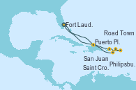 Visitando Fort Lauderdale (Florida/EEUU), Puerto Plata, Republica Dominicana, San Juan (Puerto Rico), Philipsburg (St. Maarten), Road Town (Isla Tórtola/Islas Vírgenes), Saint Croix (Islas Vírgenes), Fort Lauderdale (Florida/EEUU)
