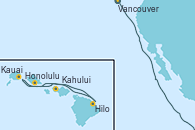 Visitando Vancouver (Canadá), Honolulu (Hawai), Kauai (Hawai), Kahului (Hawai/EEUU), Hilo (Hawai), Honolulu (Hawai)