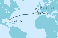 Visitando Southampton (Inglaterra), La Coruña (Galicia/España), Vigo (España), Puerto Cañaveral (Florida)