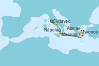 Visitando Civitavecchia (Roma), Messina (Sicilia), Mykonos (Grecia), Atenas (Grecia), Nápoles (Italia), Civitavecchia (Roma)