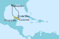 Visitando Galveston (Texas), Cozumel (México), Costa Maya (México), Progresso (Brasil), Galveston (Texas)