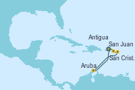 Visitando San Juan (Puerto Rico), San Cristóbal y Nieves, Antigua (Antillas), Bonaire (Países Bajos), Aruba (Antillas), San Juan (Puerto Rico)