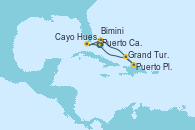 Visitando Puerto Cañaveral (Florida), Cayo Hueso (Key West/Florida), Bimini (Bahamas), Puerto Plata, Republica Dominicana, Grand Turks(Turks & Caicos), Puerto Cañaveral (Florida)