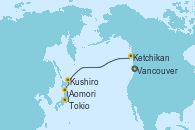 Visitando Vancouver (Canadá), Ketchikan (Alaska), Kushiro (Japón), Aomori (Japón), Tokio (Japón)