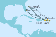 Visitando Fort Lauderdale (Florida/EEUU), Philipsburg (St. Maarten), St. John´s (Antigua y Barbuda), Road Town (Isla Tórtola/Islas Vírgenes), San Juan (Puerto Rico), Fort Lauderdale (Florida/EEUU)