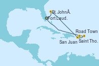 Visitando Fort Lauderdale (Florida/EEUU), St. John´s (Antigua y Barbuda), Saint Thomas (Islas Vírgenes), Road Town (Isla Tórtola/Islas Vírgenes), San Juan (Puerto Rico), Fort Lauderdale (Florida/EEUU)