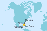 Visitando Norfolk (Virginia/EEUU), Isla Pequeña (San Salvador/Bahamas), Nassau (Bahamas), Celebration Key, The Bahamas, Norfolk (Virginia/EEUU)