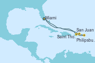 Visitando Miami (Florida/EEUU), Isla Pequeña (San Salvador/Bahamas), San Juan (Puerto Rico), Philipsburg (St. Maarten), Saint Thomas (Islas Vírgenes), Miami (Florida/EEUU)