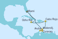 Visitando Miami (Florida/EEUU), Curacao (Antillas), Kralendijk (Antillas), Aruba (Antillas), Cabo Rojo, Ocho Ríos (Jamaica), Miami (Florida/EEUU)