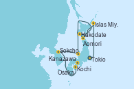 Visitando Tokio (Japón), Islas Miyako (Japón), Hakodate (Japón), Aomori (Japón), Kanazawa (Japón), Sokcho (Corea del Sur), Kochi (Japón), Osaka (Japón)