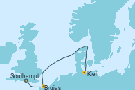 Visitando Southampton (Inglaterra), Brujas (Bélgica), Kiel (Alemania)