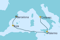 Visitando Barcelona, Ibiza (España), Palermo (Italia), Civitavecchia (Roma)