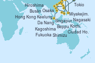 Visitando Tokio (Japón), Shimizu (Japón), Kochi (Japón), Beppu (Japón), Hiroshima (Japón), Fukuoka (Japón), Busán (Corea del Sur), Nagasaki (Japón), Kagoshima (Japón), Osaka (Japón), Miyakejima (Japón), Keelung (Taiwán), Hong Kong (China), Hong Kong (China), Da Nang (Vietnam), Ciudad Ho Chi Minh (Vietnam), Singapur
