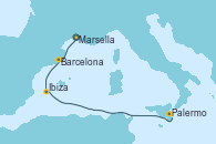 Visitando Marsella (Francia), Barcelona, Ibiza (España), Palermo (Italia)
