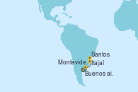 Visitando Buenos aires, Montevideo (Uruguay), Itajaí (Brasil), Santos (Brasil)
