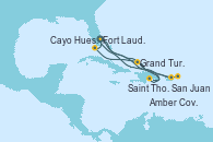 Visitando Fort Lauderdale (Florida/EEUU), Amber Cove (República Dominicana), Grand Turks(Turks & Caicos), Cayo Hueso (Key West/Florida), Fort Lauderdale (Florida/EEUU), Grand Turks(Turks & Caicos), San Juan (Puerto Rico), Saint Thomas (Islas Vírgenes), Fort Lauderdale (Florida/EEUU)