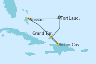 Visitando Fort Lauderdale (Florida/EEUU), Nassau (Bahamas), Amber Cove (República Dominicana), Grand Turks(Turks & Caicos), Fort Lauderdale (Florida/EEUU)