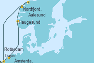 Visitando Dover (Inglaterra), Ámsterdam (Holanda), Haugesund (Noruega), Nordfjordeid, Aalesund (Noruega), Rotterdam (Holanda)