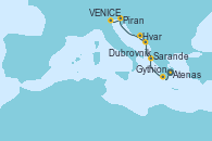 Visitando Atenas (Grecia), Gythion (Grecia), Sarande (Albania), Dubrovnik (Croacia), Hvar (Croacia), Piran (Eslovenia), VENICE (FUSINA) -  ITALY