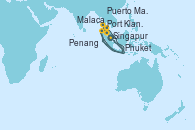 Visitando Singapur, Penang (Malasia), Puerto Malai (Langkawi/Malasia), Phuket (Tailandia), Port Klang (Malasia), Malaca (Malasia), Singapur