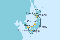 Visitando Tokio (Japón), Beppu (Japón), Busán (Corea del Sur), Sakaiminato (Japón), Kanazawa (Japón), Kanazawa (Japón), Aomori (Japón), Hakodate (Japón), Tokio (Japón)
