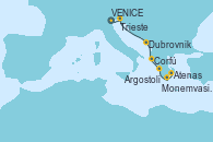 Visitando VENICE (FUSINA) -  ITALY, Trieste (Italia), Dubrovnik (Croacia), Corfú (Grecia), Argostoli (Grecia), Monemvasia (Grecia), Atenas (Grecia)