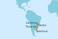 Visitando Santos (Brasil), Camboriu, Brazil, Buenos aires, Punta del Este (Uruguay), Santos (Brasil)