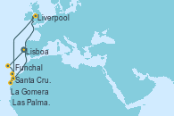 Visitando Lisboa (Portugal), Funchal (Madeira), Funchal (Madeira), Santa Cruz de Tenerife (España), La Gomera (Islas Canarias/España), Liverpool (Reino Unido), Las Palmas de Gran Canaria (España)