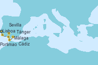 Visitando Lisboa (Portugal), Portimao (Portugal), Sevilla (España), Sevilla (España), Sevilla (España), Cádiz (España), Tánger (Marruecos), Málaga