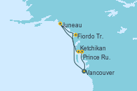 Visitando Vancouver (Canadá), Fiordo Tracy Arm (Alaska), Juneau (Alaska), Ketchikan (Alaska), Prince Rupert (Canadá), Vancouver (Canadá)