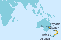 Visitando Sydney (Australia), Bay of Islands (Nueva Zelanda), Tauranga (Nueva Zelanda), Napier (Nueva Zelanda), Picton (Australia), Sydney (Australia)