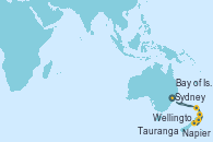 Visitando Sydney (Australia), Wellington (Nueva Zelanda), Napier (Nueva Zelanda), Tauranga (Nueva Zelanda), Bay of Islands (Nueva Zelanda), Sydney (Australia)