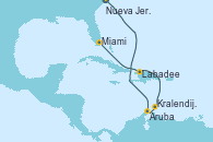 Visitando Nueva Jersey (Estados Unidos), Cabo Rojo, Aruba (Antillas), Kralendijk (Antillas), Labadee (Haiti), Miami (Florida/EEUU)
