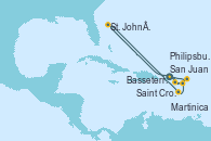 Visitando San Juan (Puerto Rico), Saint Croix (Islas Vírgenes), Philipsburg (St. Maarten), St. John´s (Antigua y Barbuda), Martinica (Antillas), Basseterre (Antillas), San Juan (Puerto Rico)