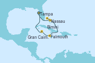 Visitando Tampa (Florida), Nassau (Bahamas), Bimini (Bahamas), Falmouth (Jamaica), Gran Caimán (Islas Caimán), Tampa (Florida)